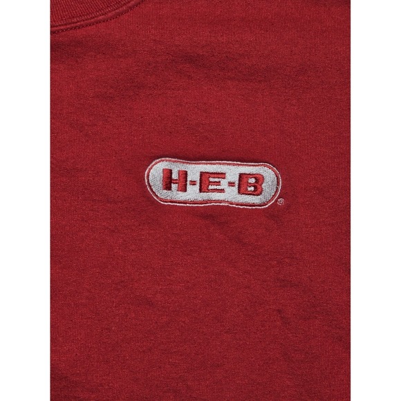 HEB‎ Crewneck Sweatshirt Pullover Red Embroidered Logo Small Unisex - Picture 2 of 6